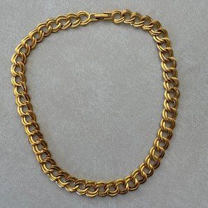 Napier vintage signed stamped gold tone double curb link chain necklace